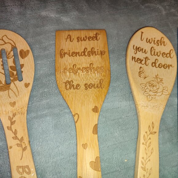 NWOT Friend Gift 3 Pcs Set Wooden Spoons Friendship Practical Gifts Ideas - Picture 5 of 7